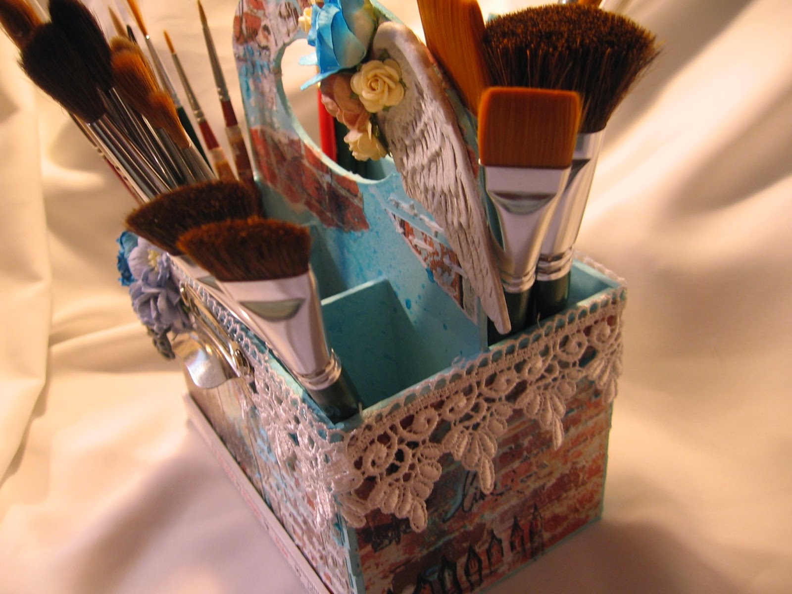 Ginas Designs Paint Brush Caddy by Kim and a Layout by Debbie
