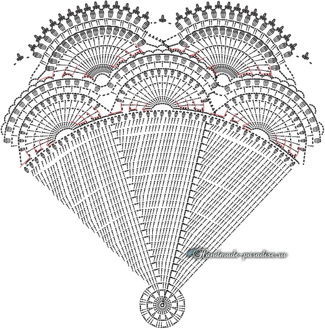 Схема вязания крючком большой салфетки для круглого столика