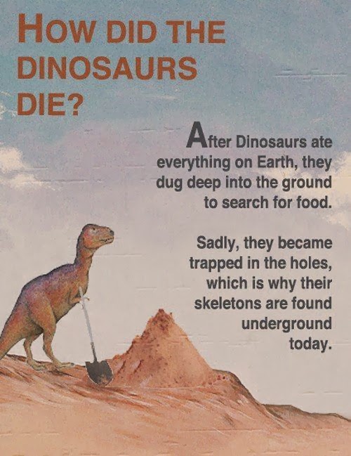 Funny Creationist Dinosaur Extinction Poster - How did dinosaurs die?