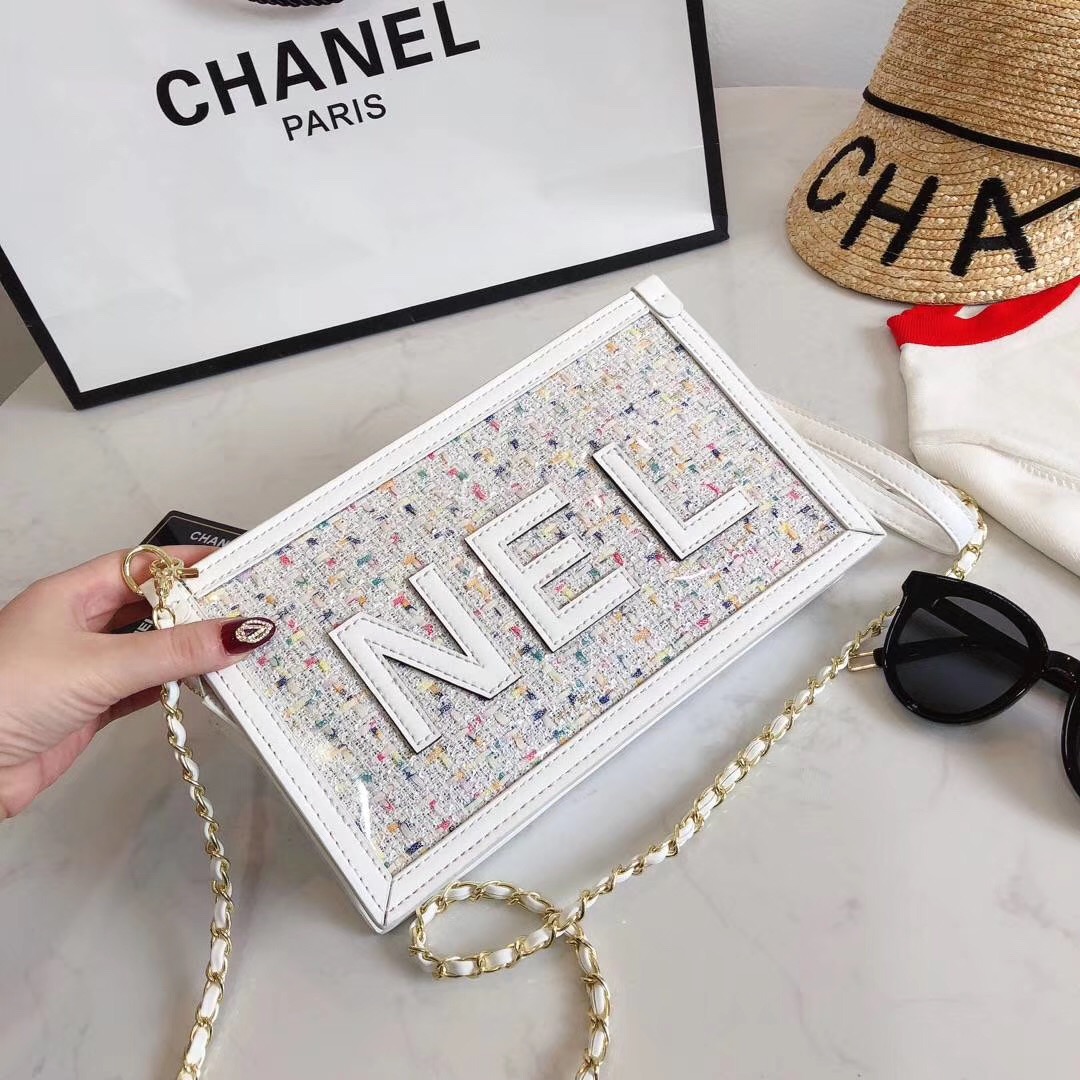 WE Do Love Luxury CHANEL Large Pouch Tweed, PVC, Lambskin & GoldTone