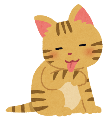 毛づくろいをする猫のイラスト