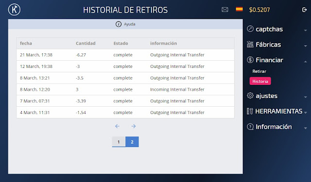 Historial de movimientos en cuenta secundaria de Kolotibablo, 2da pagina.