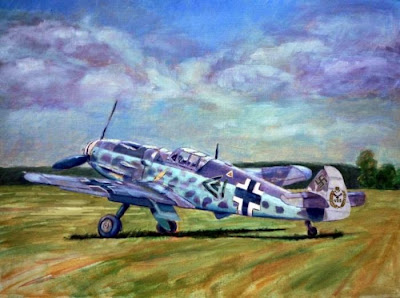 Pintura al öleo de un bf-109 de la luftwaffe 2