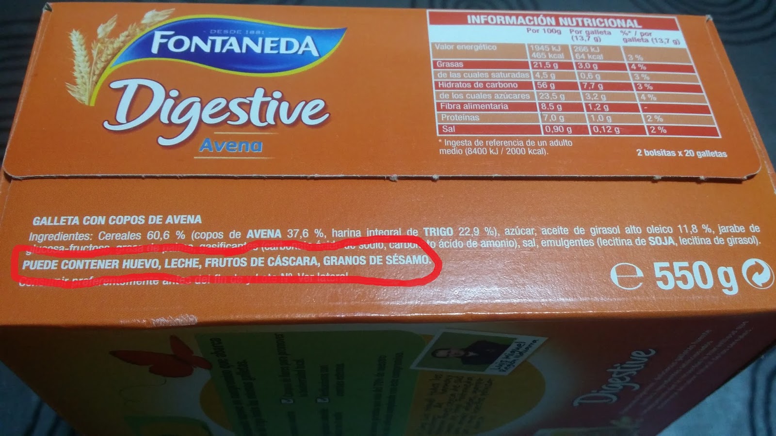 Alimentación y Nutrición para una vida saludable Etiqueta de galletas