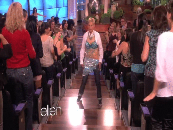 Ellen+belly+dancing+with+audience.gif