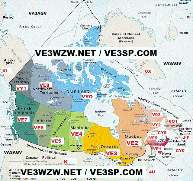 Canada Map VA3AGV VE3SP Amateur Radio Toronto Canada