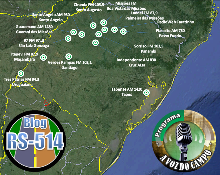Rodovia Estadual RS514 VEJA A LISTA DE RÁDIOS QUE TRANSMITIRÃO AO