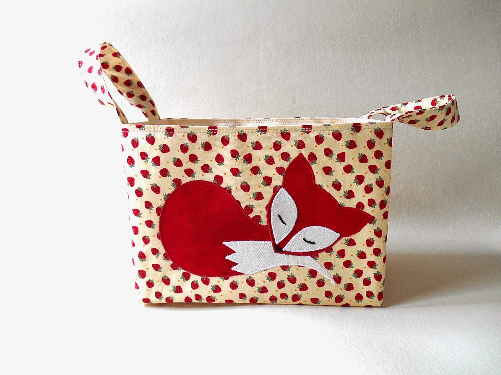 red fox diaper caddy strawberry fabric