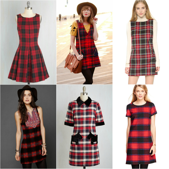Red plaid jumper dress Clearance