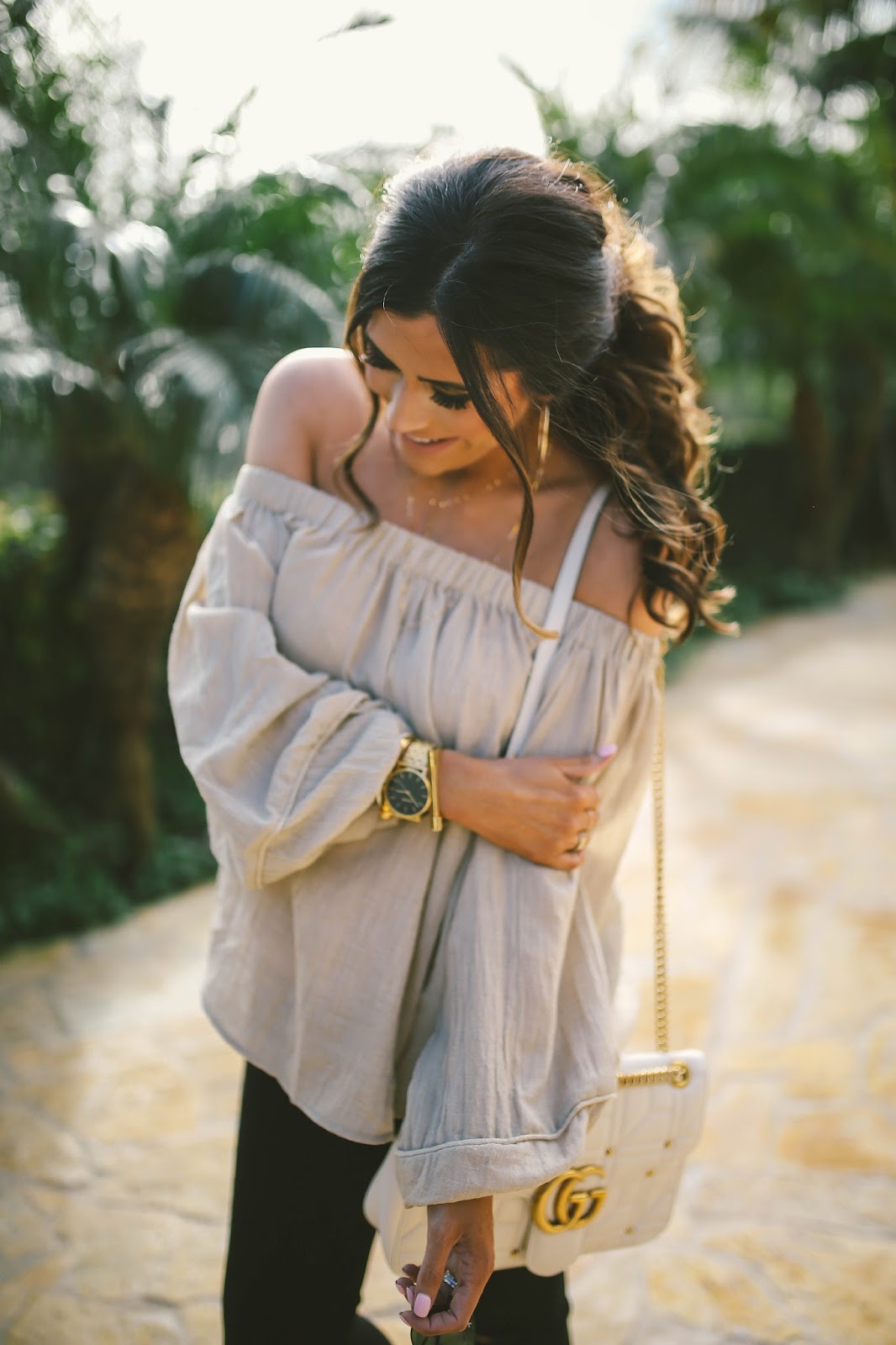 Emily Gemma, The sweetest thing blog, one teaspoon off the shoulder top, white valentino rockstud flats, Lana jewelry 14k necklace, black ripped maternity jeans, DL1961 maternity jeans, laguna beach fashion blog, laguna beach best places to eat, montage laguna beach The Loft review, spring fashion trends 2017, spring fashion pinterest, spring outfits pinterest, gucci marmot medium white bag, nixon gold watch with black face, the styled collection bracelets, spring outfit ideas with off the shoulder tops, laguna beach blog review