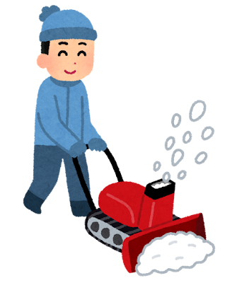 除雪機を使う人のイラスト（男性）