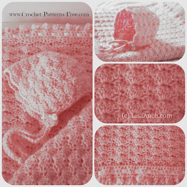 Free Crochet Baby Blanket Pattern in Shell Stitch -baby bonnet pattern-free crochet pattern