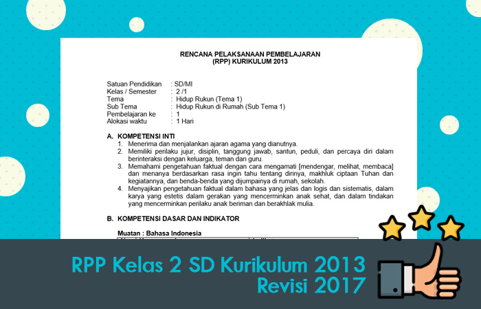 RPP Kelas 2 SD Kurikulum 2013 Revisi 2017