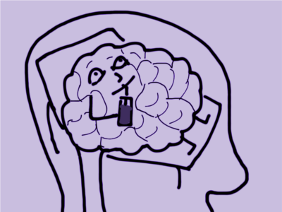 Мозги расслабились. Ленивый мозг. Мозг отдыхает. Мозг карикатура. Расслабленный мозг.