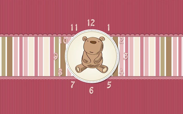 Teddy Bear Free Animated Clock Screensaver.