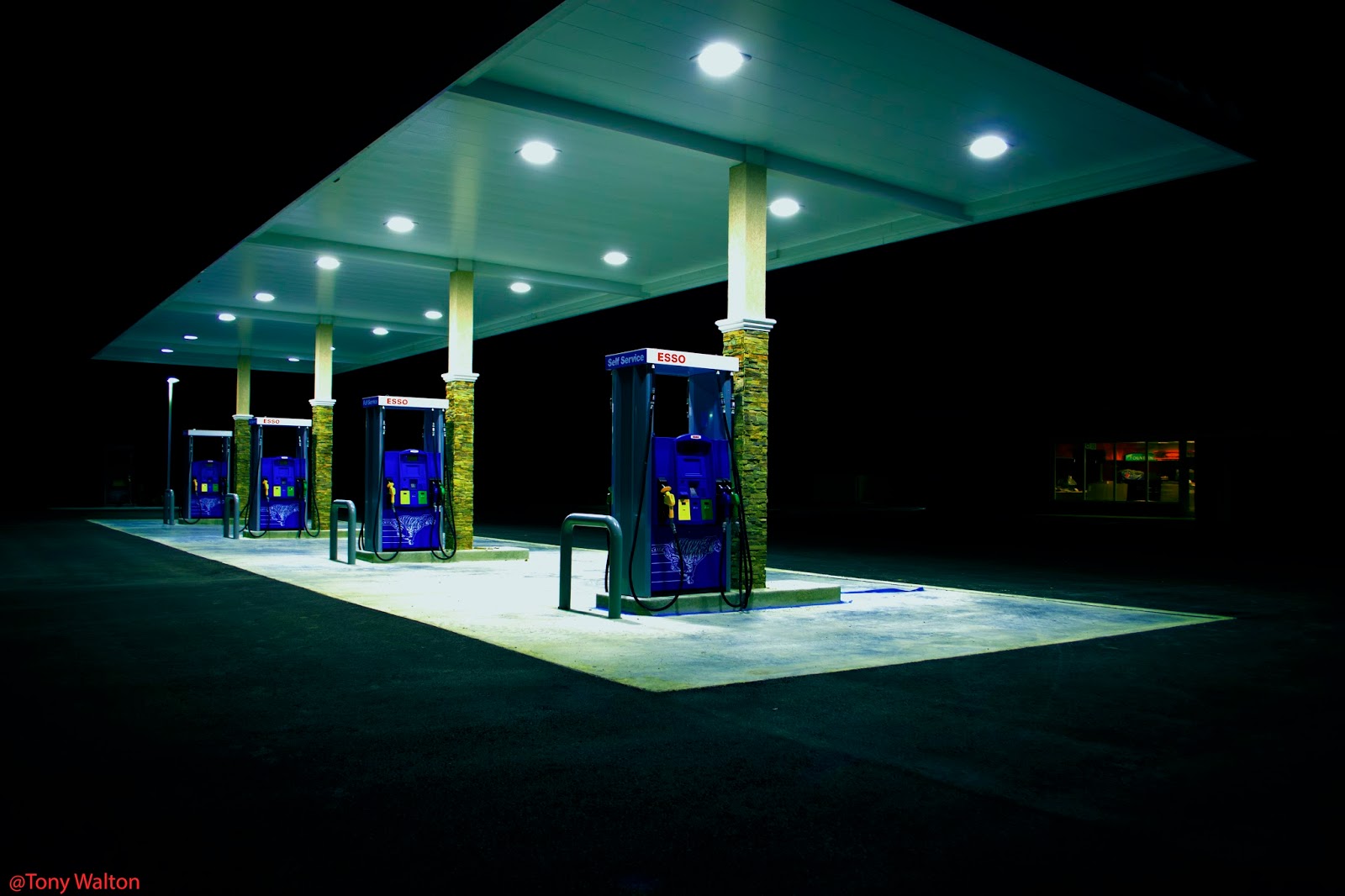Tony Walton Gas station in the cayman islands edward hopper art