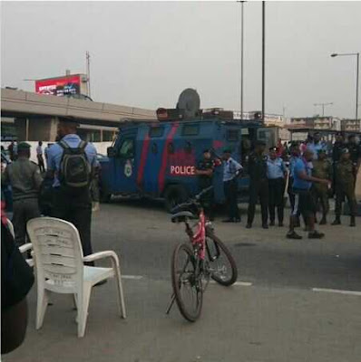 Photos of Armed Policemen at the National Stadium Ahead of the Planned National Protest 