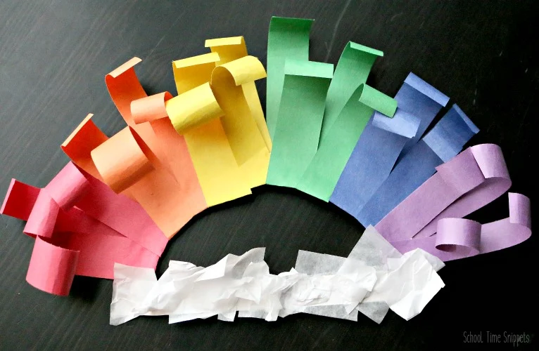 rainbow craft using rolled paper