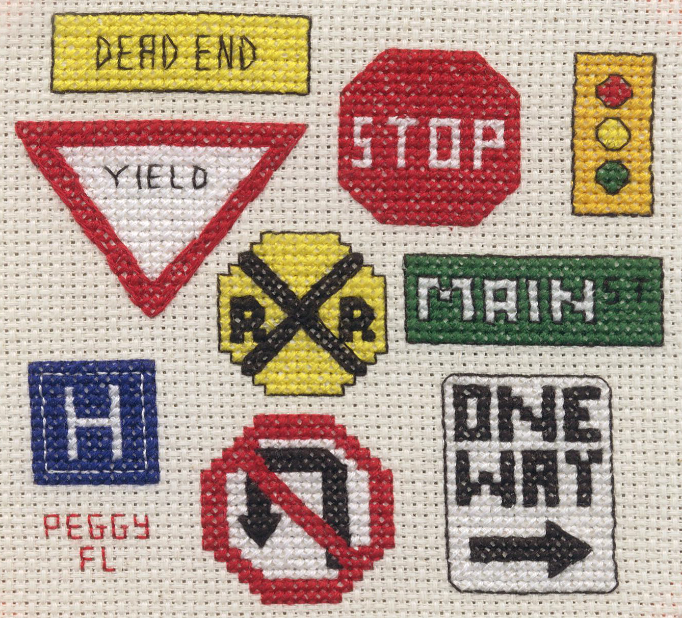 Keep Me in Stitches: Traffic Signs Square for World of Charity Stitching
