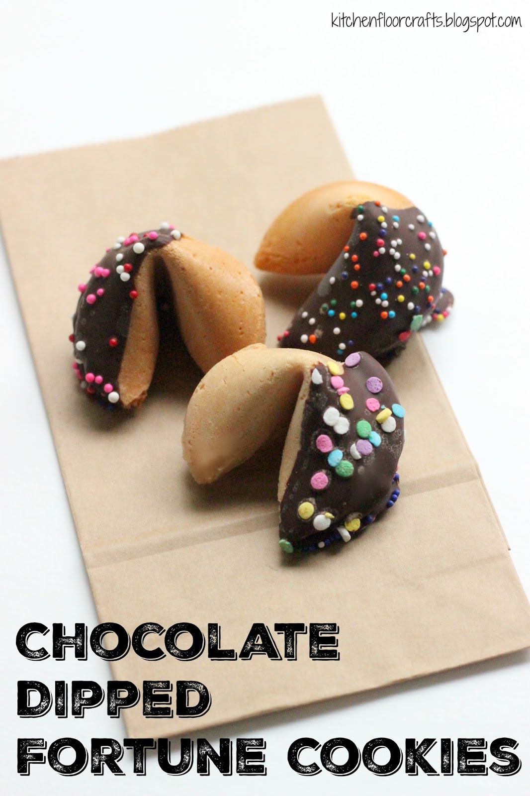 Kitchen Floor Crafts Chocolate Dipped Fortune Cookies