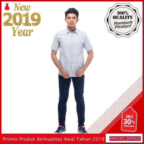 RMY194A29 Ar89 Kemeja Polos Katun Keren Abu Trendy BMGShop