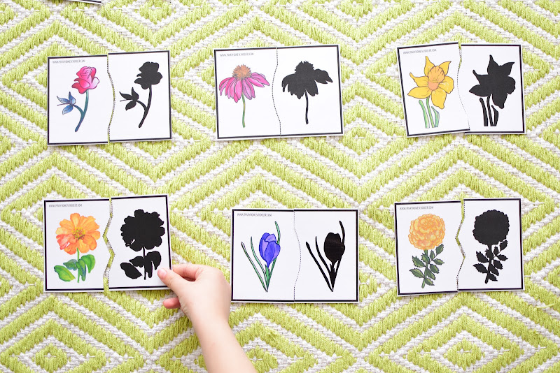 SPRING FLOWER SILHOUETTE MATCHING CARDS