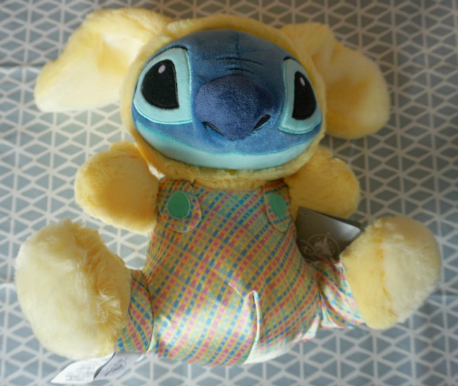 Disney-Store-soft-toy-Stitch-character-with-blue-face-wearing-yellow-furry-rabbit-easter-costume