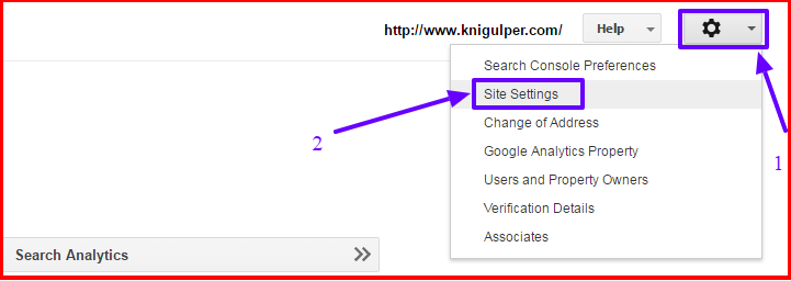 search console website setting