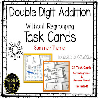 https://www.teacherspayteachers.com/Product/Double-Digit-Addition-Without-Regrouping-Summer-Math-Center-Task-Cards-3847481