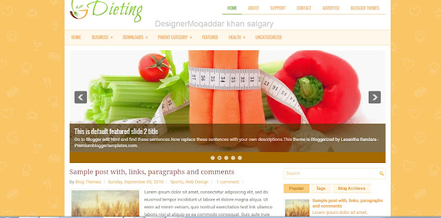 Dieting Health Blogger Template /Theme