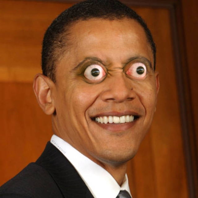 Barack Obama with bulging eyeballs