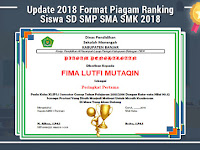 Contoh Format Piagam Ranking SD Terbaru 2018