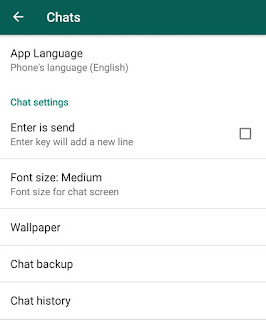 WhatsApp chats settings