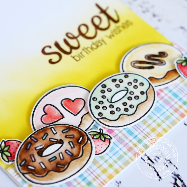 Sunny Studio Stamps: Sweet Shoppe Sweet Birthday Wishes Donuts Card by Lexa Levana.