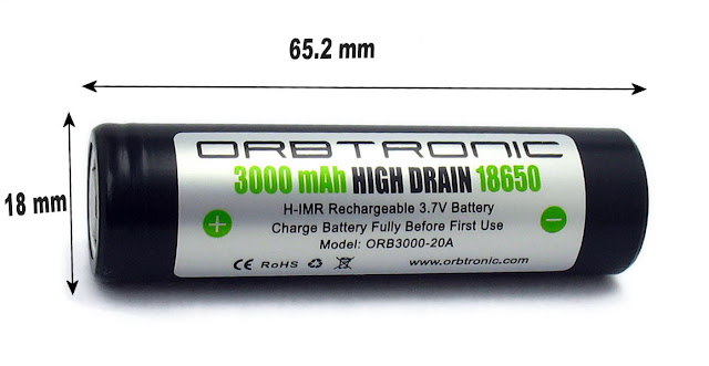 18650 battery size dimensions