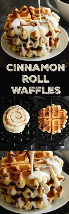 Cinnamon Roll Waffles with Maple Cream Cheese Syrup