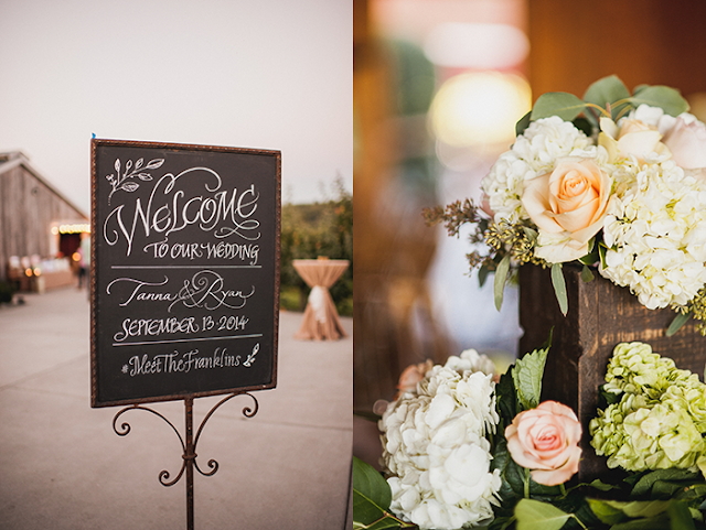 Real Card Studio rustic wedding chalkboard sign Chalkboard Welcome + flower boxes