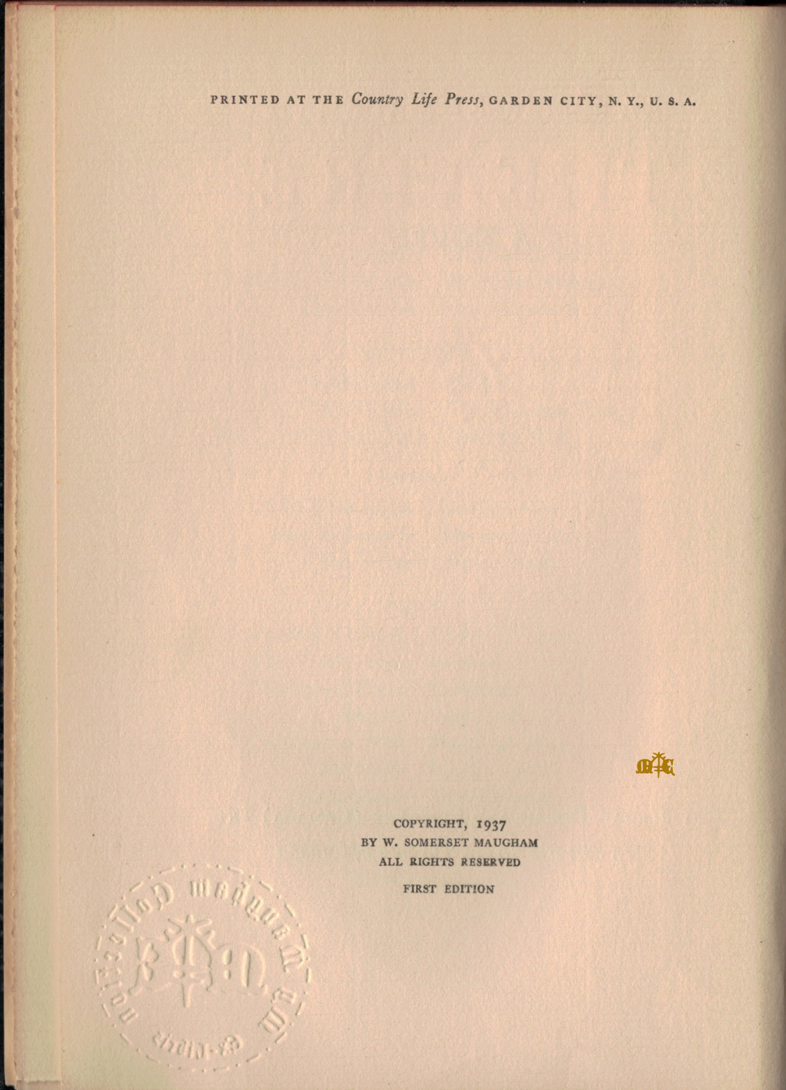 copyright of Theatre 1937 Doubleday, Doran & Co.