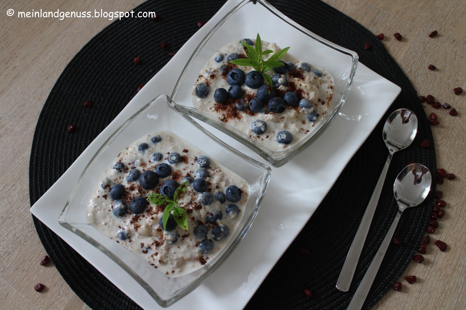 mein Land und Gartengenuss : Birchermüsli mit Heidelbeeren