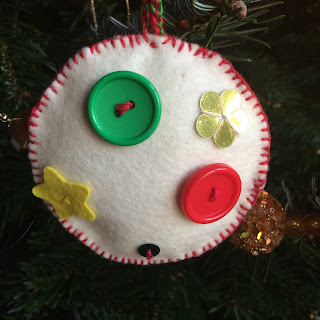 White Felt Handmade Christmas Decoration with Buttons