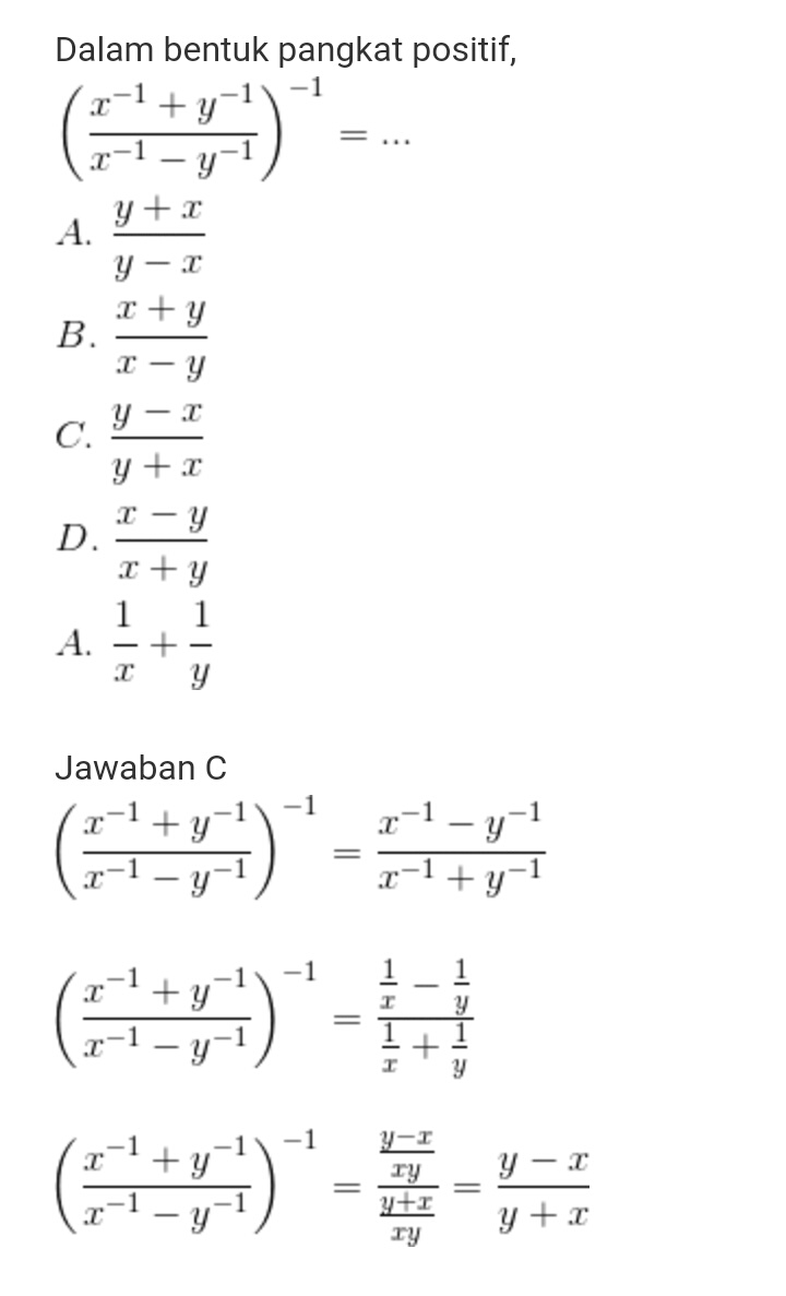 Contoh Soal Penjumlahan Dan Pengurangan Bilangan Pangkat