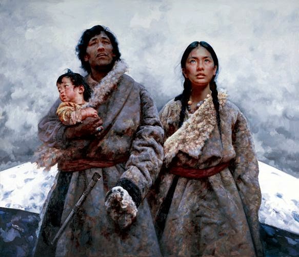 Meninas Tibetanas pelo artista chinês Ai Xuan
