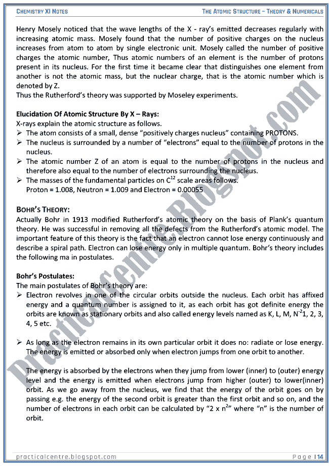 -The Atomic Structure - Theory And Numericals (Examples And Problems) - Chemistry XI