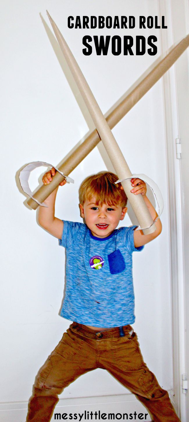 Cardboard roll sword recycled craft for kids: sword pretend play