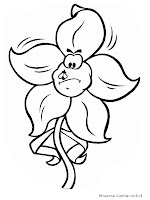 Gambar Kartun Mewarnai Bunga Dihinggapi Lebah
