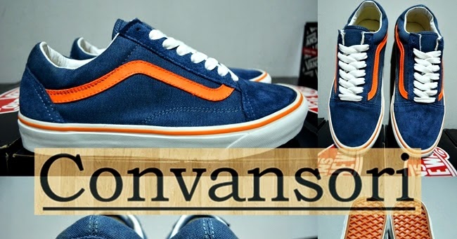 navy blue and orange vans