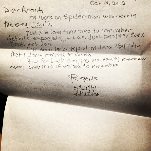 Marvel Comics Of The 1980s A Recent Letter From Steve Ditko