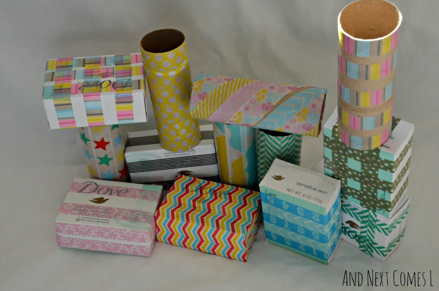 Recycled Building Blocks with Washi Tape And Next Comes L