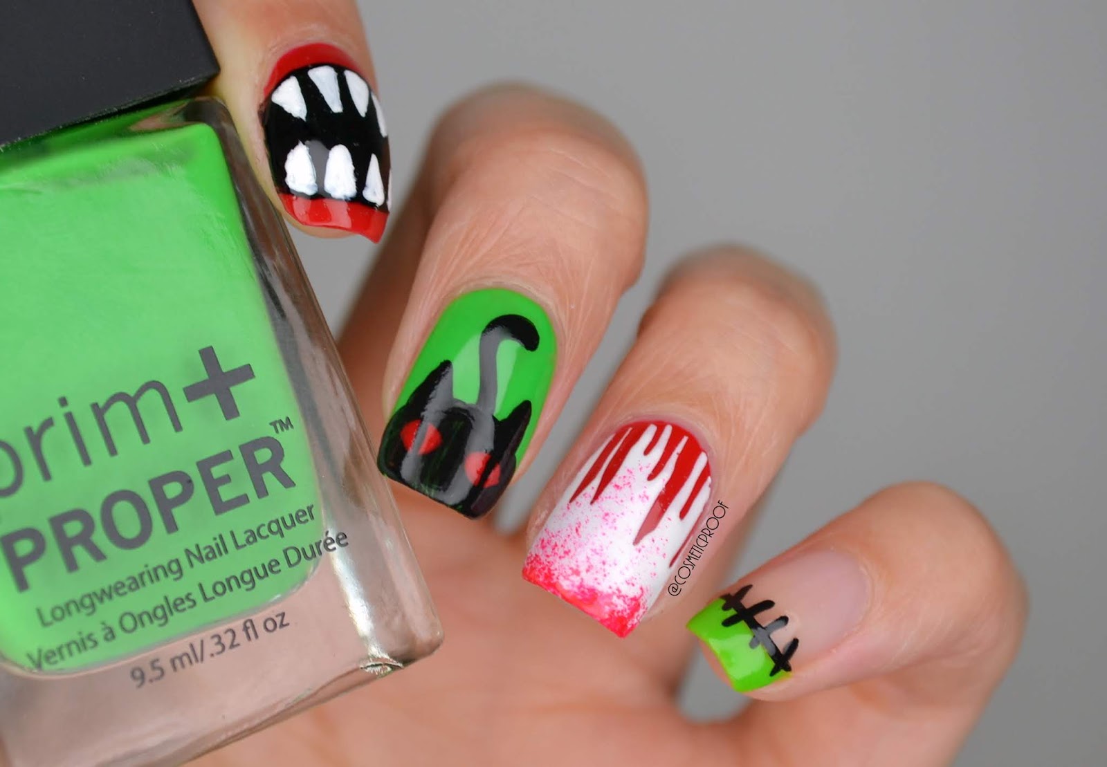 Nails Bloody Monster Mouth Kitty Stitches Cbbxmanimonday Cosmetic Proof Vancouver Beauty Nail Art And Lifestyle Blog