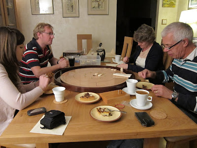 Crokinole - Now are we here to play games or eat food - looks like eat food!